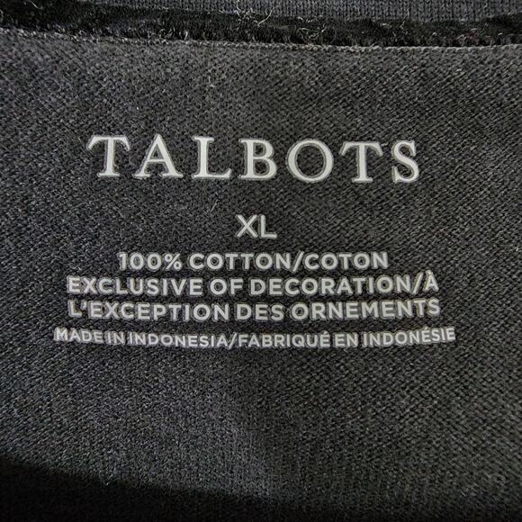 Talbots Tee Womens Size XL Black Red Striped 100% Cotton Long Sleeve Knit Round - Picture 7 of 8